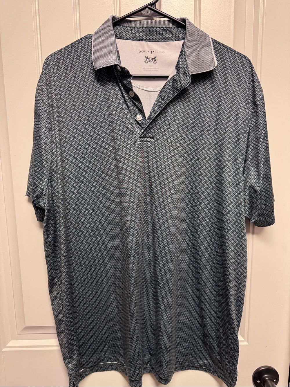 Hickey Freeman Men's Blue Micro-Pattern Polo Shirt